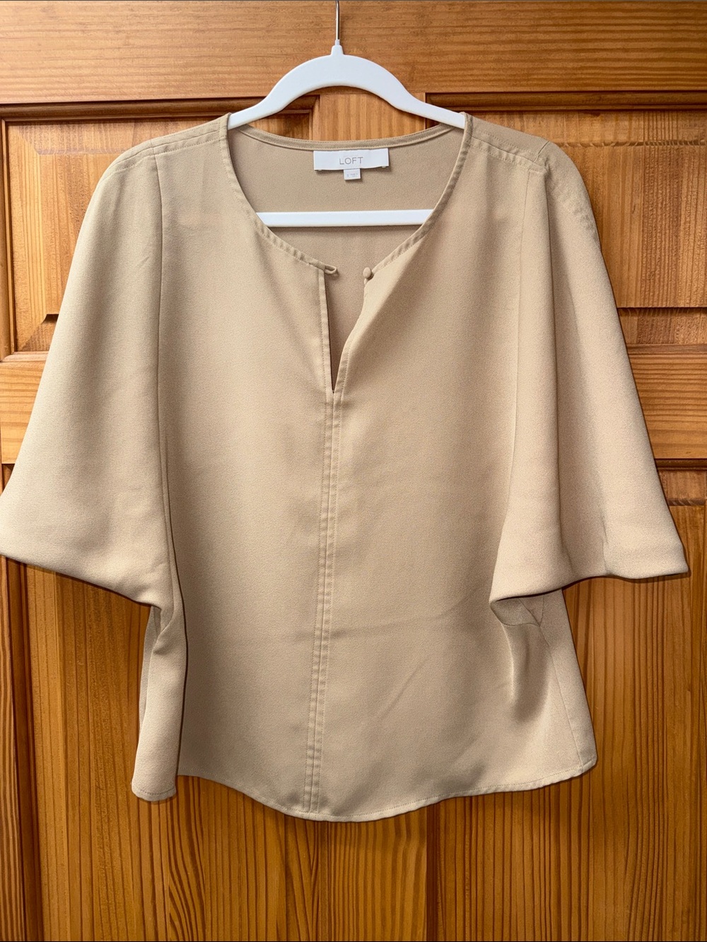 NEW LOFT Women's Cream Split-Neck Blouse